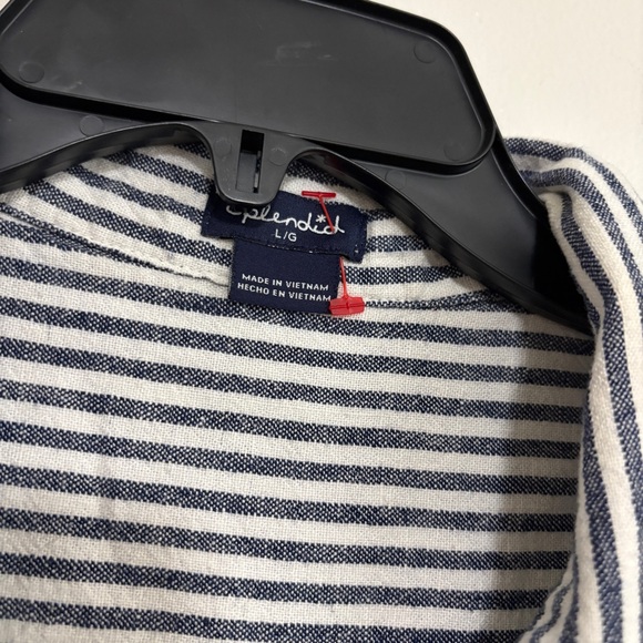 Splendid Women’s Navy and White Vertical Striped Top Large - Picture 5 of 8